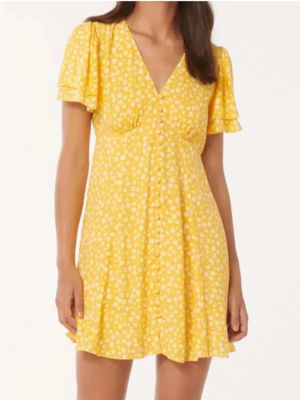 Ever New Saffron Mini Sun Dress Yellow Floral NWT 4